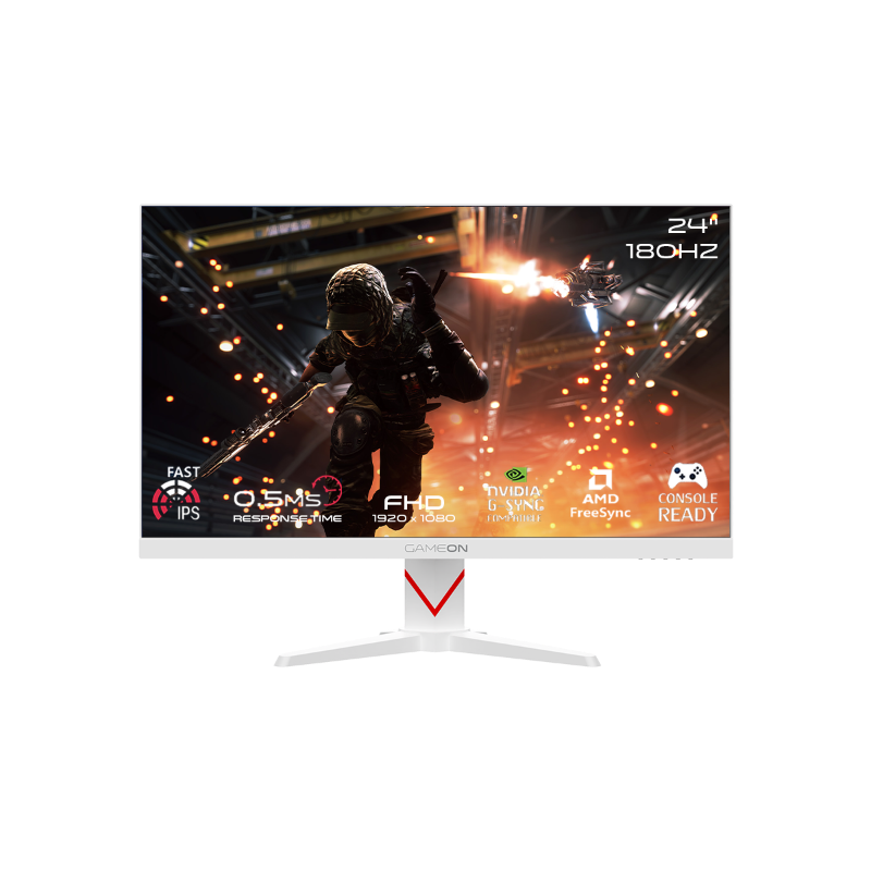 GAMEON GOAM24FHD180IPS Marksman Series 24" FHD, 180Hz, MPRT 0.5ms, HDMI 2.1, Fast IPS Gaming Monitor (Supports PS5) - White