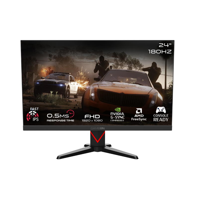 GAMEON GOMM24FHD180IPS Marksman Series 24" FHD, 180Hz, MPRT 0.5ms, HDMI 2.1, Fast IPS Gaming Monitor (Supports PS5) - Black