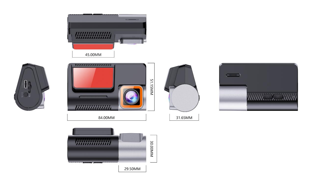 4K Dual Dash Cam Module – No Screen Hidden Install | Wide Angle Front & Rear Car Camera | Loop Recording
