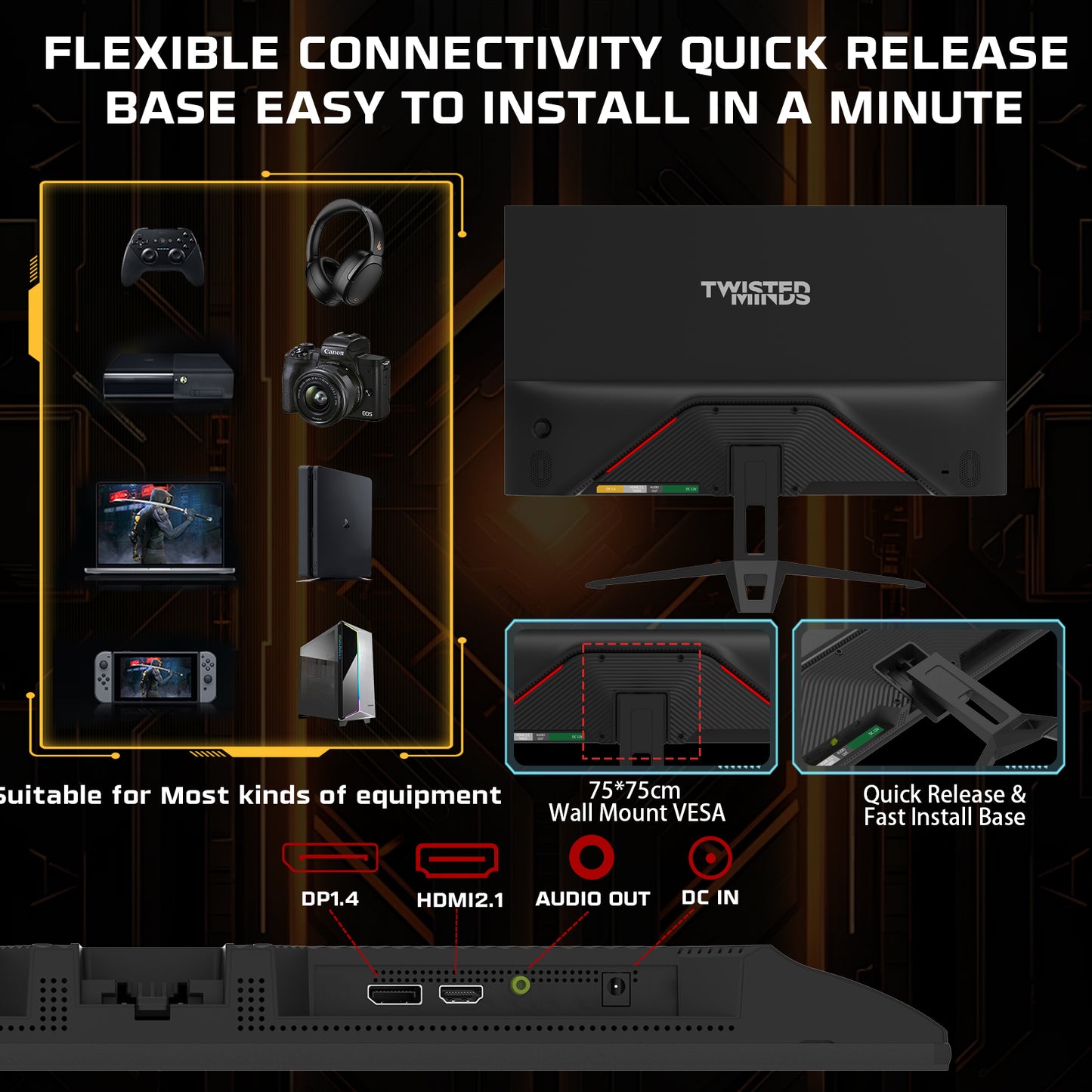 Twisted Minds ECO SERIES 24” FHD, 120hz, 1MS, HDMI 2.1 & DP 1.4 Gaming Monitor - TM24FHD120IPS