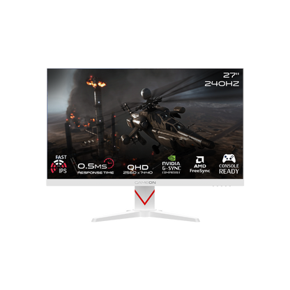 GAMEON GOAD27QHD240IPS Dominator Series 27" QHD, 240Hz, MPRT 0.5ms, HDMI 2.1, Fast IPS Gaming Monitor (Supports PS5) - White