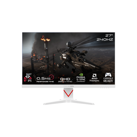 GAMEON GOAD27QHD240IPS Dominator Series 27" QHD, 240Hz, MPRT 0.5ms, HDMI 2.1, Fast IPS Gaming Monitor (Supports PS5) - White