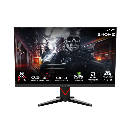 GAMEON GOMD27QHD240IPS Dominator Series 27" QHD, 240Hz, MPRT 0.5ms, HDMI 2.1, Fast IPS Gaming Monitor (Supports PS5) - Black