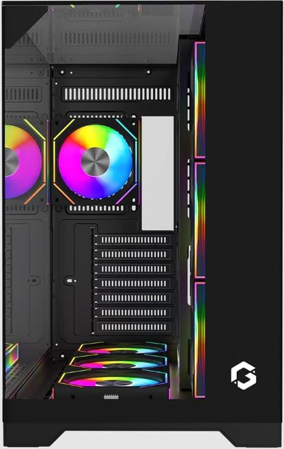 GAMEON Valkyrie I Series Mid Tower Gaming Case, ARGB+PWM Lighting, 0.8mm Tempered Glass Panel, Wide Motherboard Compatibility, Dust Filters, 360mm Water Cooling System, Durable and Aesthetic