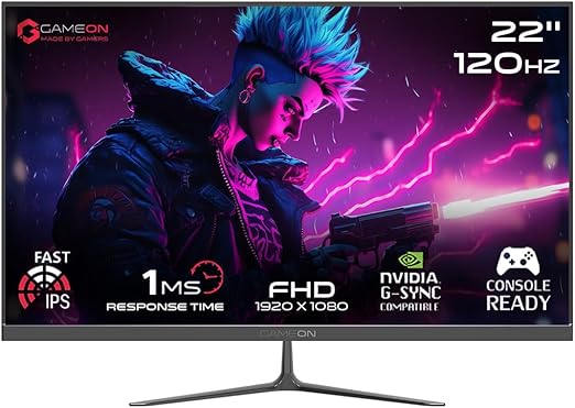 GAMEON GOES22FHD120IPS 22" FHD, 120Hz, MPRT 0.5ms, HDMI 2.1, Fast IPS Gaming Monitor (Support PS5) - Black