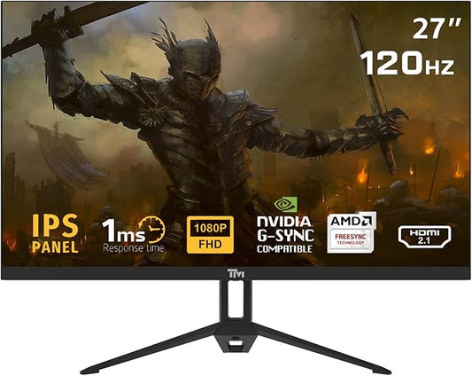 Twisted Minds TM27FHD120IPS Eco Series 27” FHD Gaming Monitor – 120Hz, 1ms, HDMI 2.1 & DP 1.4, Ultra-Smooth Display, Flicker-Free, Low Blue Light, Slim Bezel – Gaming Monitor Black