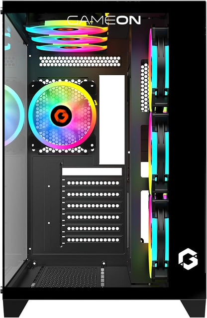 GAMEON Emperor Midnight Series Mid Tower PC Gaming Case, 120mm ARGB+PWM Lighting, Tempered Glass, Pre-installed Cooling RGB Fans Computer case, Dust Filters, Wide Motherboard Compatibility, Black