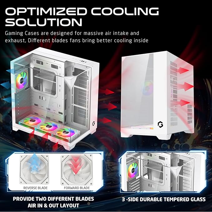 GAMEON Valkyrie I Series Mid Tower Gaming Case, ARGB+PWM Lighting, 0.8mm Tempered Glass Panel, Wide Motherboard Compatibility, Dust Filters, 360mm Water Cooling System, Durable and Aesthetic
