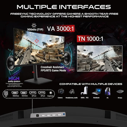 GAMEON 34-Inch Curved WQHD 2K Gaming Monitor – 180 Hz, 0.5 ms MPRT, Fast VA Panel (1500R), HDR10, HDMI 2.1, FreeSync & G‑Sync Compatible – Computer Monitor for PC & PS5 - Black
