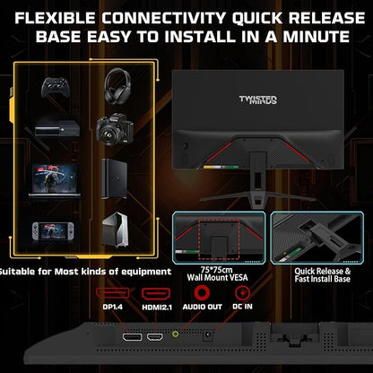 Twisted Minds TM22FHD1201PS 22” FHD Gaming Monitor – 120Hz Refresh Rate, 1ms Response Time, IPS Panel, HDMI 2.1 & DP 1.4, Adaptive Sync, Ultra-Slim Bezel – Black