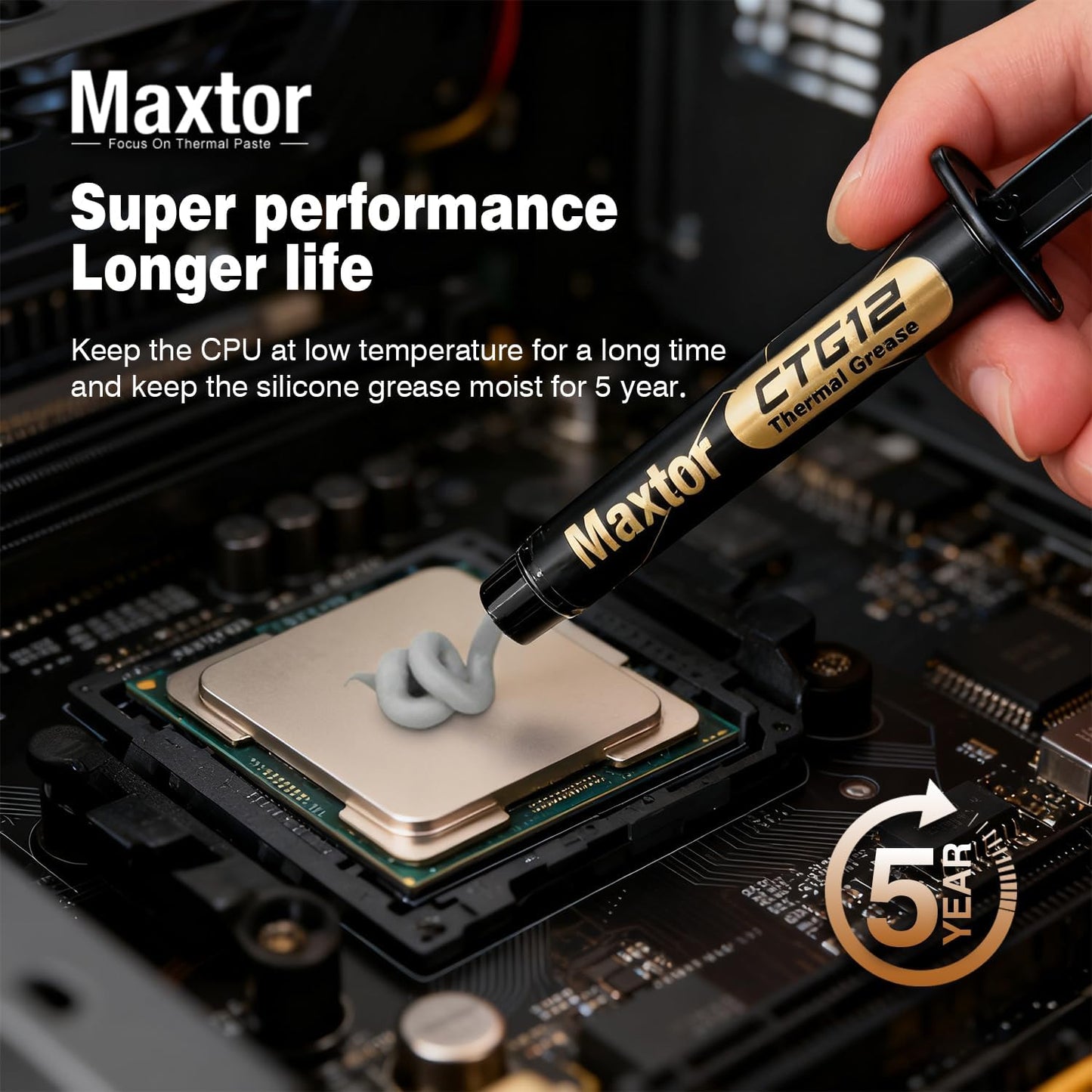 Maxtor CTG12 High Performance Thermal Paste (18 W/m.K) – Non-Conductive CPU & GPU Cooling Compound for PC, PS5, Xbox & Laptops (2g Kit)