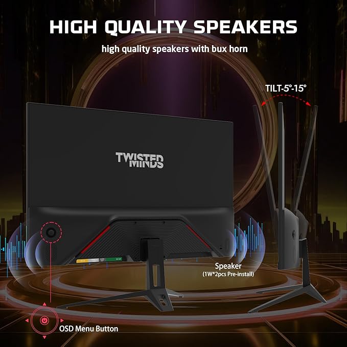 Twisted Minds TM22FHD1201PS 22” FHD Gaming Monitor – 120Hz Refresh Rate, 1ms Response Time, IPS Panel, HDMI 2.1 & DP 1.4, Adaptive Sync, Ultra-Slim Bezel – Black