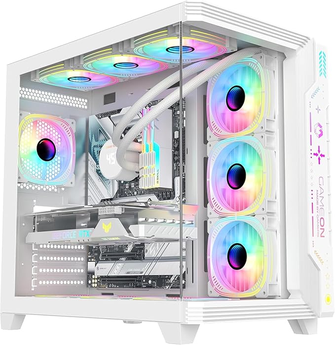 GAMEON Pulse Series Gaming PC Case – ATX/M-ATX/ITX Support, Tempered Glass, ARGB+PWM Lighting, Pre-Installed 7 Fans, 360mm Water Cooling Ready