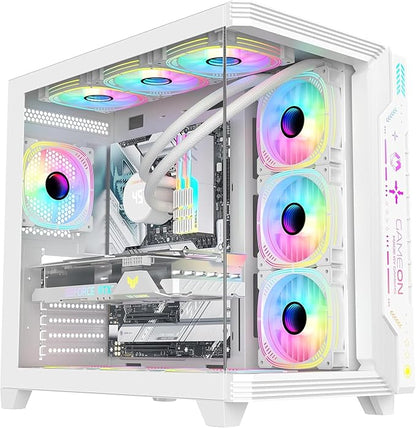 GAMEON Pulse Series Gaming PC Case – ATX/M-ATX/ITX Support, Tempered Glass, ARGB+PWM Lighting, Pre-Installed 7 Fans, 360mm Water Cooling Ready