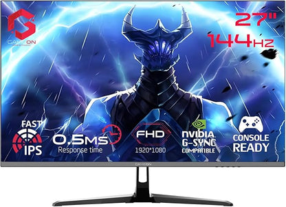 GAMEON 27 Inch FHD Gaming Monitor, 144Hz Fast IPS, 0.5ms MPRT, HDMI 2.1, FreeSync, HDR10, Frameless Design, VESA Mount, PS5 & PC Compatible – Black