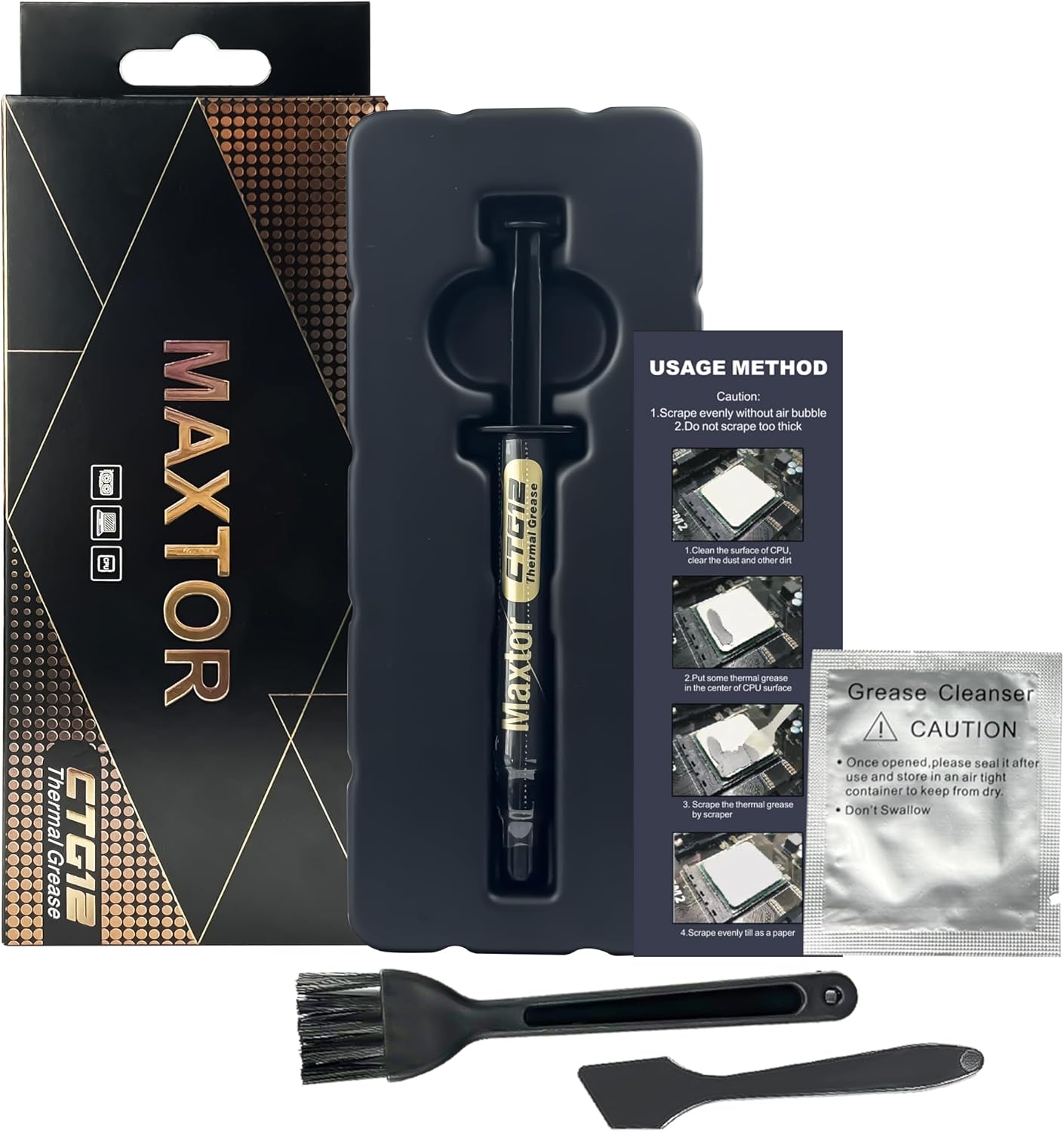 Maxtor CTG12 High Performance Thermal Paste (18 W/m.K) – Non-Conductive CPU & GPU Cooling Compound for PC, PS5, Xbox & Laptops (2g Kit)