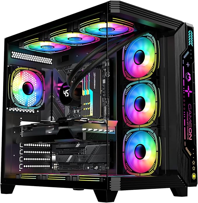 GAMEON Pulse Series Gaming PC Case – ATX/M-ATX/ITX Support, Tempered Glass, ARGB+PWM Lighting, Pre-Installed 7 Fans, 360mm Water Cooling Ready