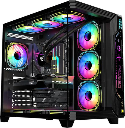 GAMEON Pulse Series Gaming PC Case – ATX/M-ATX/ITX Support, Tempered Glass, ARGB+PWM Lighting, Pre-Installed 7 Fans, 360mm Water Cooling Ready