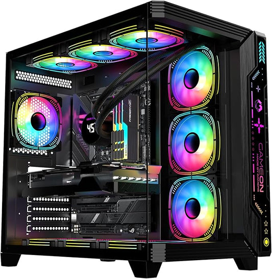 GAMEON Pulse Series Gaming PC Case – ATX/M-ATX/ITX Support, Tempered Glass, ARGB+PWM Lighting, Pre-Installed 7 Fans, 360mm Water Cooling Ready