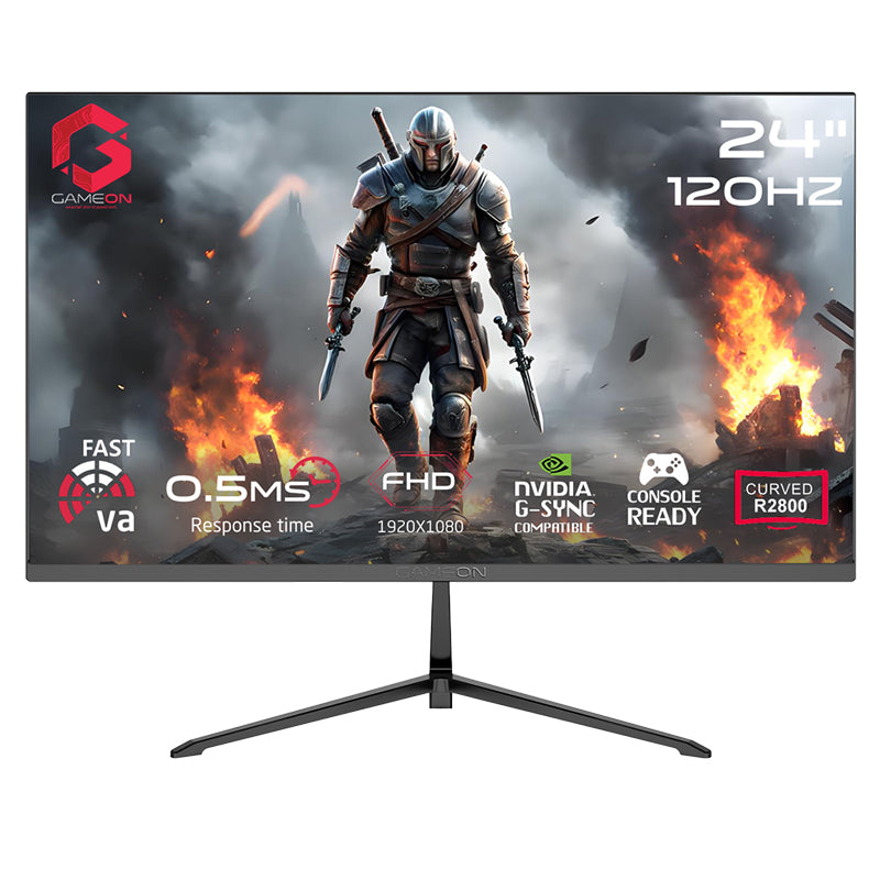 GAMEON GC24F120VA Pro Series 24" FHD, 120Hz, MPRT 0.5ms, HDMI 2.1, Fast VA Panel Curved Gaming Monitor 2800R, 16:9 (Supports PS5) - Black