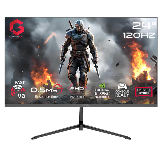GAMEON GC24F120VA Pro Series 24" FHD, 120Hz, MPRT 0.5ms, HDMI 2.1, Fast VA Panel Curved Gaming Monitor 2800R, 16:9 (Supports PS5) - Black