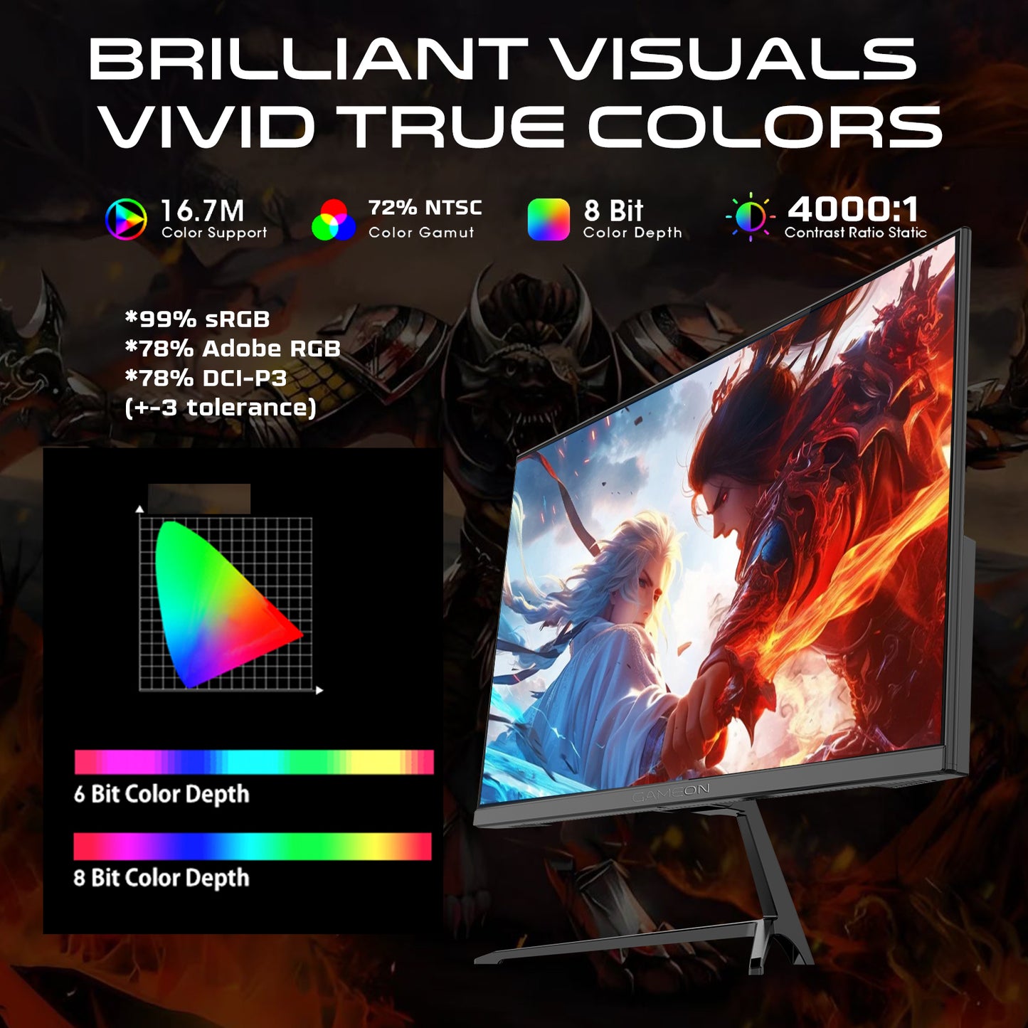 GAMEON GC24F120VA Pro Series 24" FHD, 120Hz, MPRT 0.5ms, HDMI 2.1, Fast VA Panel Curved Gaming Monitor 2800R, 16:9 (Supports PS5) - Black