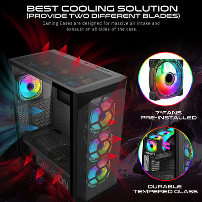 GAMEON Emperor Midnight ARGB mid tower PC case - back view