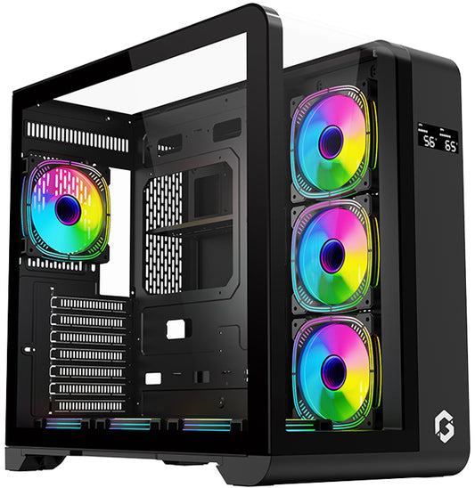 GAMEON GO-INFINITY SPCC Steel/Glass Mid Tower Gaming Case, ATX/Micro-ATX/Mini-ITX Compatible, ATX PSU, Air/Liquid Cooling, ARGB
