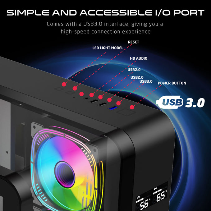 GAMEON GO-Infinity ARGB mid tower PC case - back view