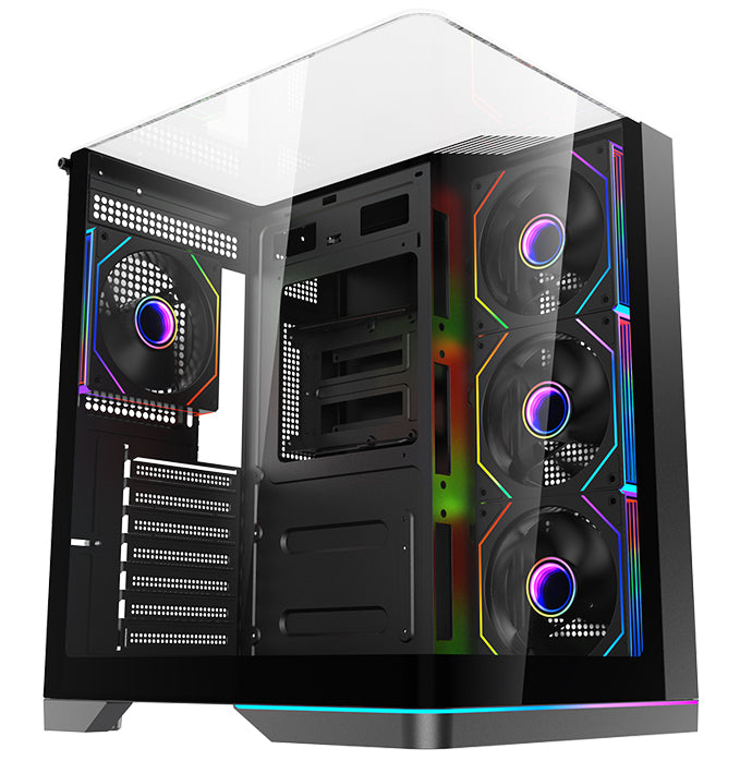 GAMEON Valkyrie X Series Mid Tower PC Gaming Case, 120mm ARGB+PWM Lighting, Tempered Glass, Pre-installed Cooling RGB Fans Computer Case, Dust Filters, Wide Motherboard Compatibility, Black