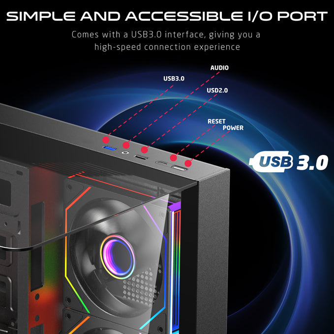 GAMEON Valkyrie X Series Mid Tower PC Gaming Case, 120mm ARGB+PWM Lighting, Tempered Glass, Pre-installed Cooling RGB Fans Computer Case, Dust Filters, Wide Motherboard Compatibility, Black