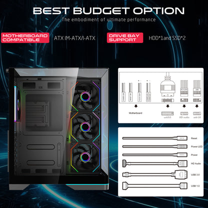 GAMEON Valkyrie X Series Mid Tower PC Gaming Case, 120mm ARGB+PWM Lighting, Tempered Glass, Pre-installed Cooling RGB Fans Computer Case, Dust Filters, Wide Motherboard Compatibility, Black