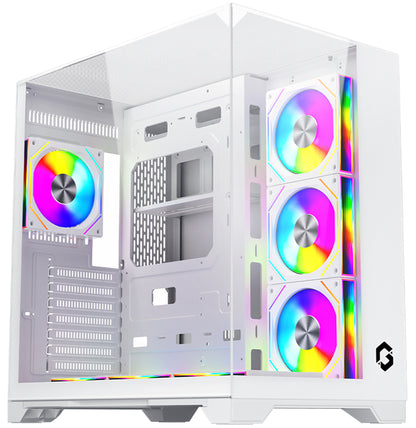 GAMEON Valkyrie I Series Mid Tower Gaming Case, ARGB+PWM Lighting, 0.8mm Tempered Glass Panel, Wide Motherboard Compatibility, Dust Filters, 360mm Water Cooling System, Durable and Aesthetic