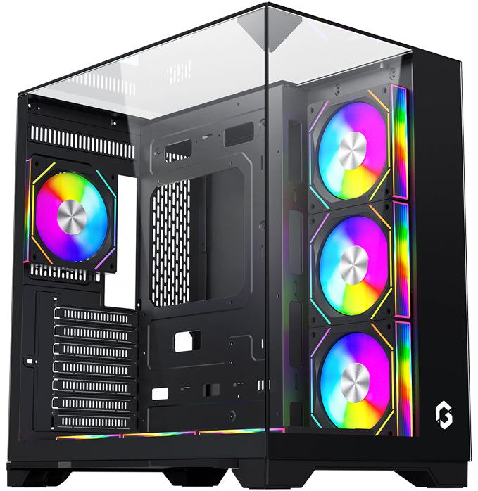 GAMEON Valkyrie I Series Mid Tower Gaming Case, ARGB+PWM Lighting, 0.8mm Tempered Glass Panel, Wide Motherboard Compatibility, Dust Filters, 360mm Water Cooling System, Durable and Aesthetic