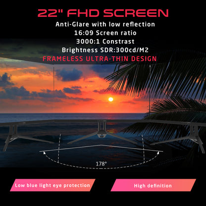 GAMEON GOB22FHD75VA Basic Series 22" FHD, 100Hz, 5ms, VA Panel Gaming Monitor - Black