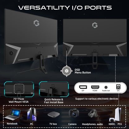 GAMEON GOVE127FHD165IPS Epic Series 27" FHD, 165Hz, 0.5ms, HDMI 2.1, Fast IPS Gaming Monitor (Supports PS5) - Black