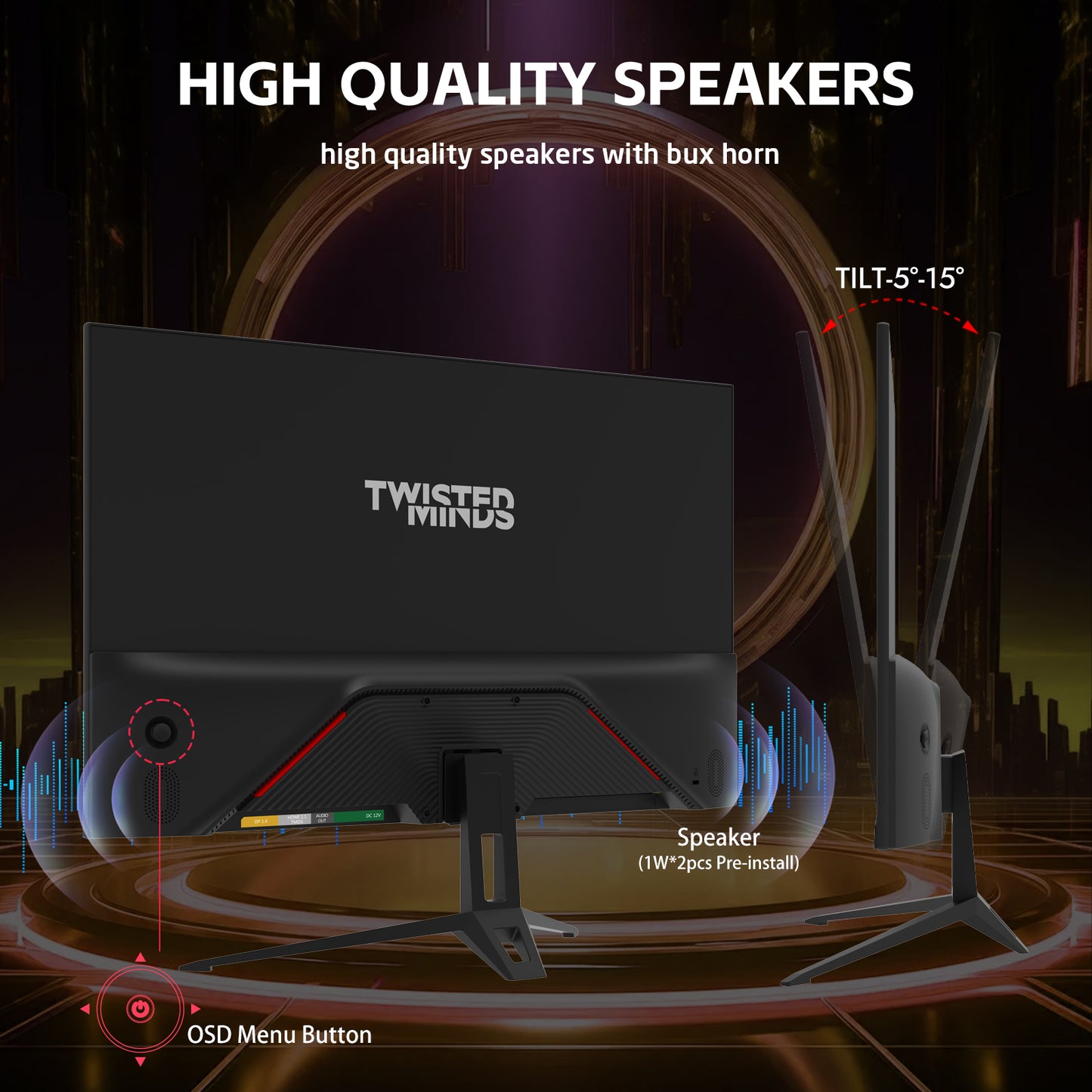 Twisted Minds ECO SERIES 24” FHD, 120hz, 1MS, HDMI 2.1 & DP 1.4 Gaming Monitor - TM24FHD120IPS