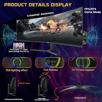 Twisted Minds Eclipse Pro 49 inch WQHD curved monitor 120Hz - close-up detail